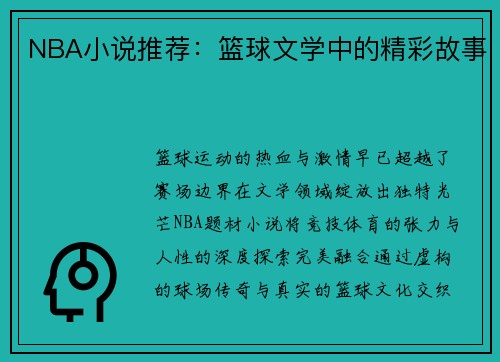 NBA小说推荐：篮球文学中的精彩故事